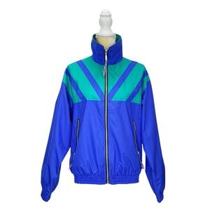 Vintage Marker Windbreaker Jacket 80s 90s Blue Green *Women’s* Size Medium Vtg